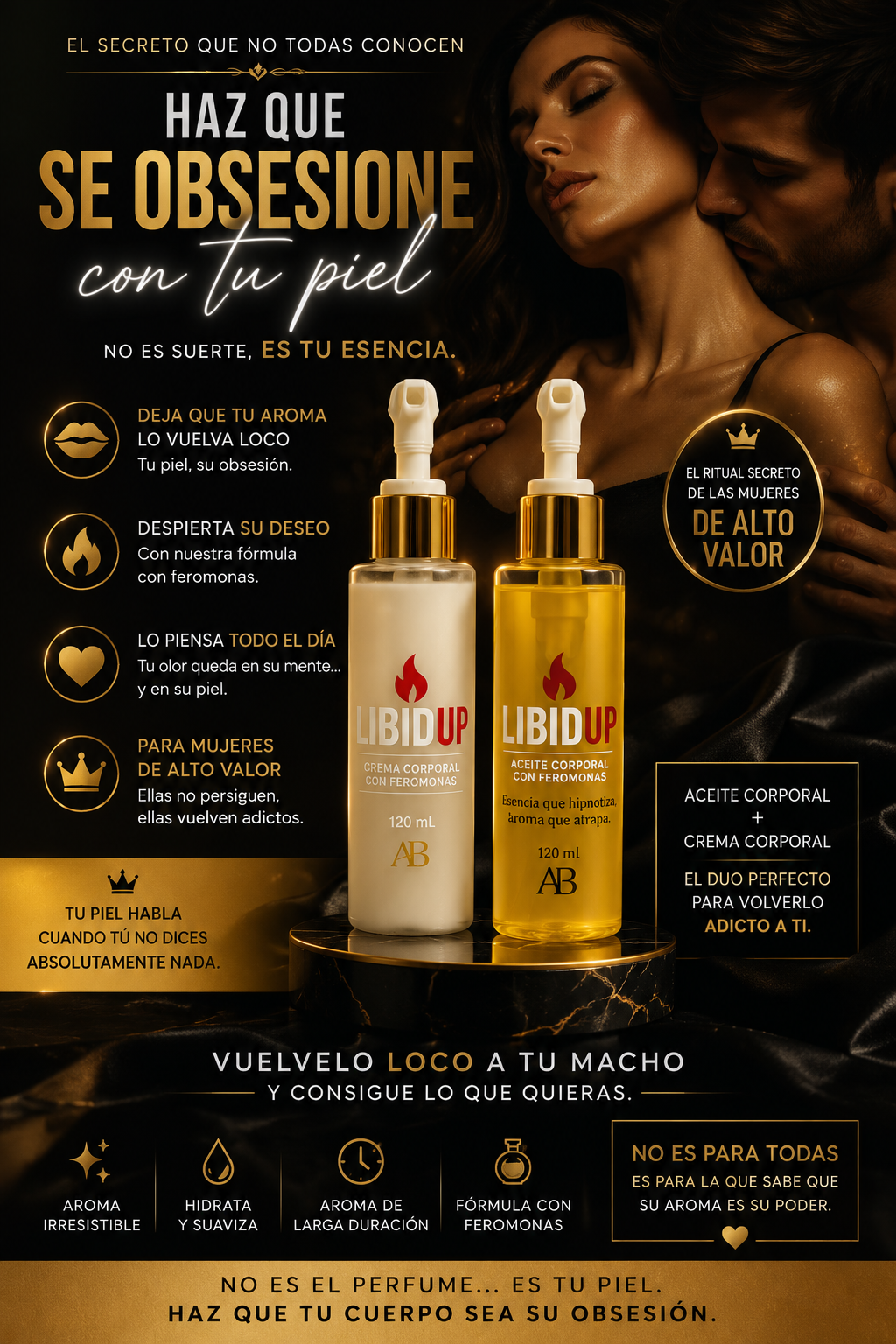 🔥 KIT LIBIDUP ELIXIR | CREMA + ACEITE CORPORAL CON FEROMONAS ✨