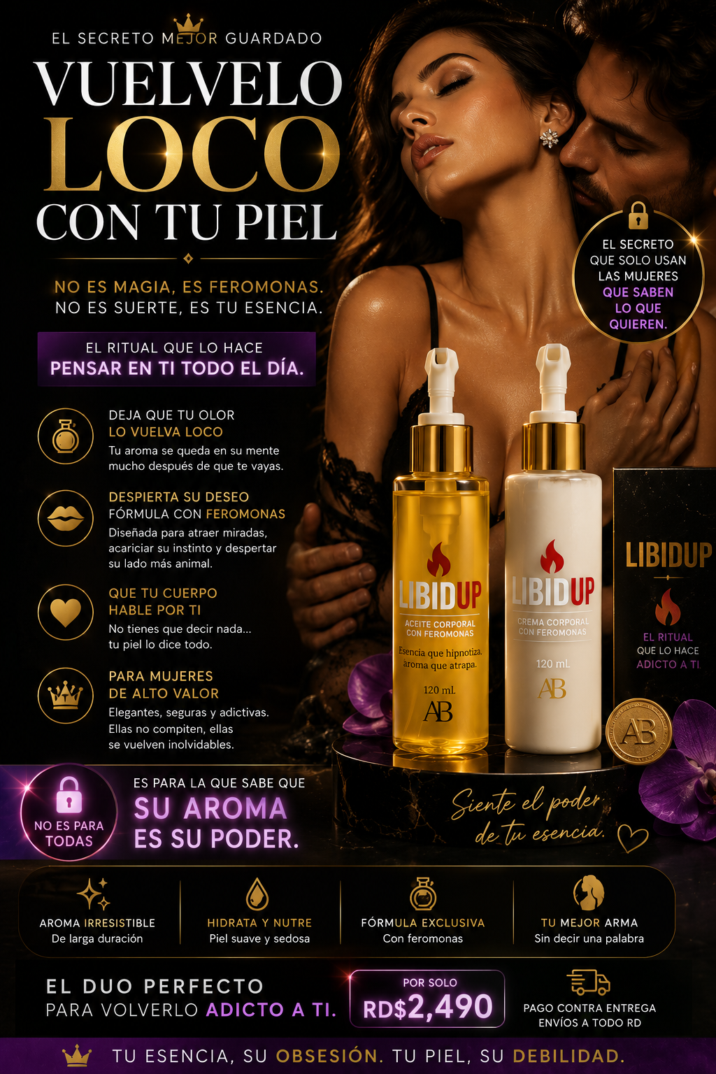 🔥 KIT LIBIDUP ELIXIR | CREMA + ACEITE CORPORAL CON FEROMONAS ✨