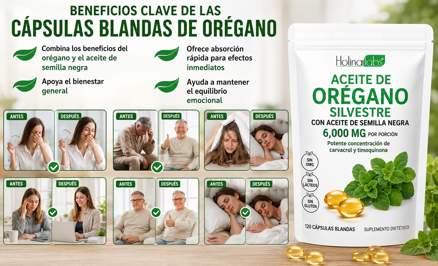 🌿 OREGANO OIL + BLACK SEED OIL 6000 MG 🌿 🔥 COMBATE HERPES, CÁNDIDA Y VIRUS DE FORMA NATURAL 💊