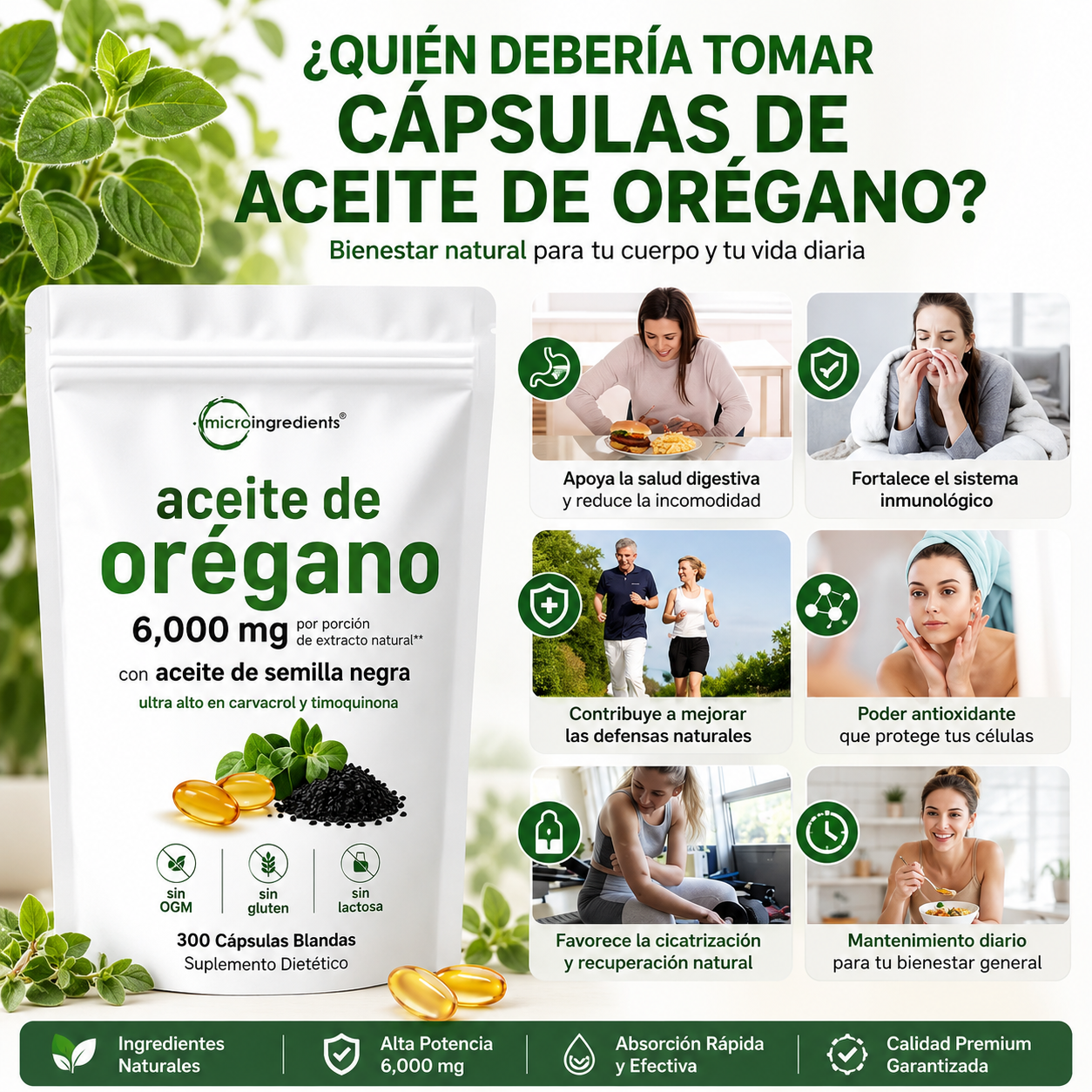 🌿 OREGANO OIL + BLACK SEED OIL 6000 MG 🌿 🔥 COMBATE HERPES, CÁNDIDA Y VIRUS DE FORMA NATURAL 💊