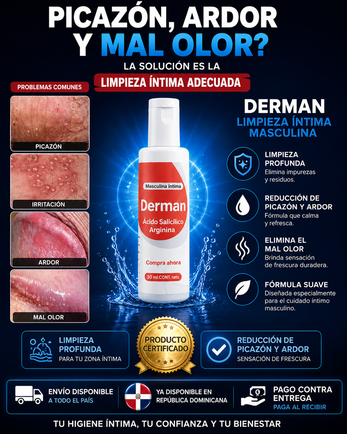 DERMAN -Elimina mal olor y picazón🔴